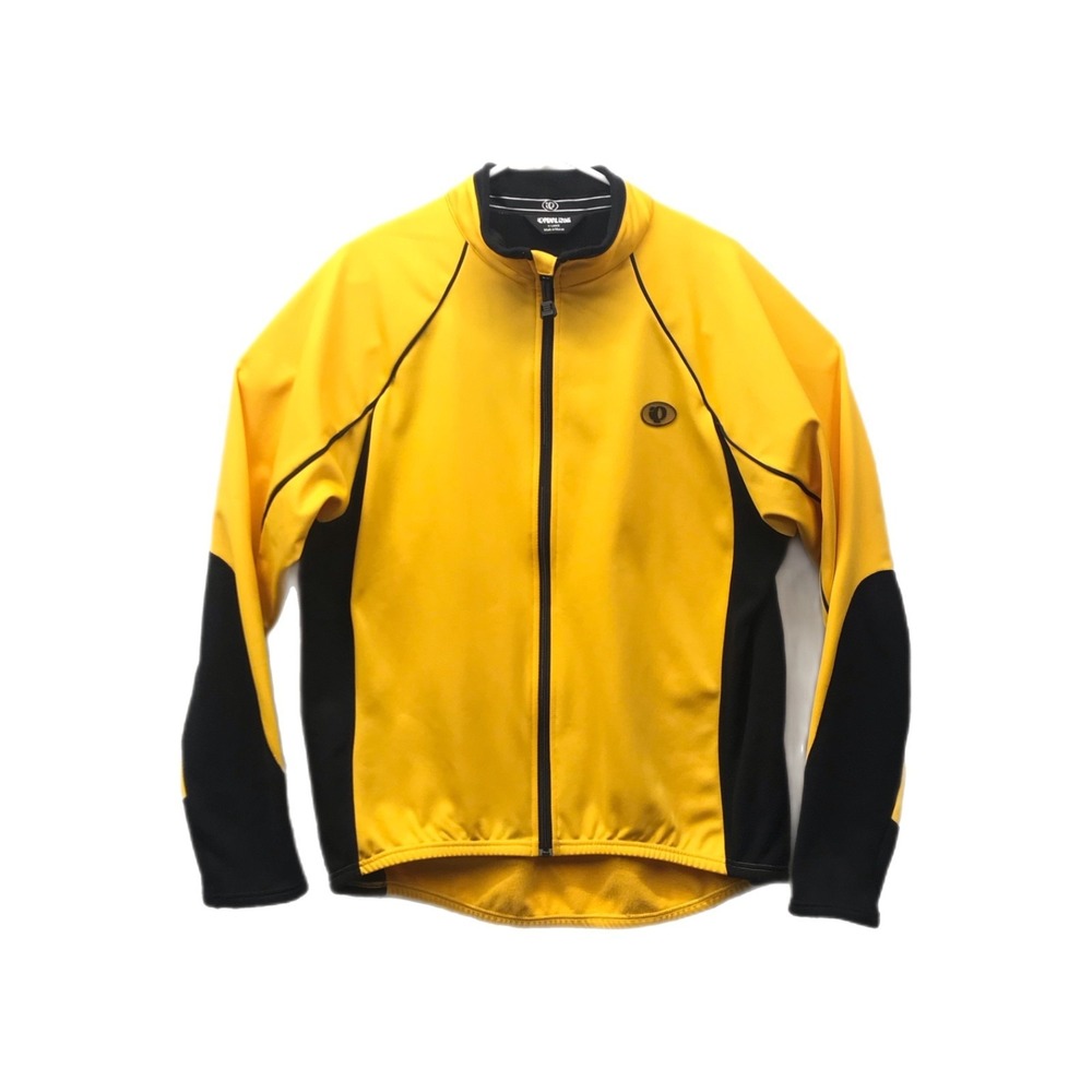 Pearl Izumi Cycling Jacket Men's XL  Yellow Thermal Fleece Full Zip Mock Neck